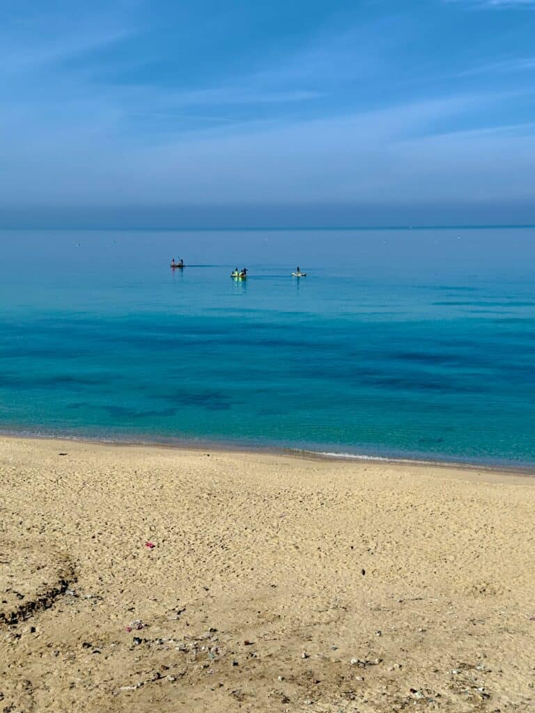 Gaza beach with boats