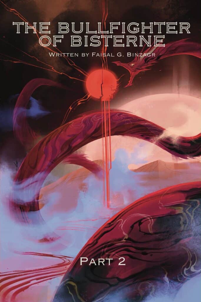 Frantasy red dragon. Headline says The Bullfighter of Bisterne Part Two
